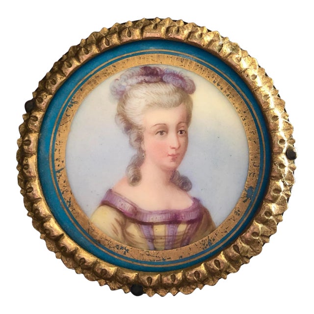 Antique 19th Century French Hand Painted Porcelain Portrait For Sale