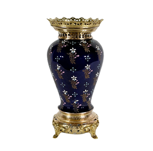 Ceramic Vase in Gilded Bronze from Boch Frères Keramis, 1890s