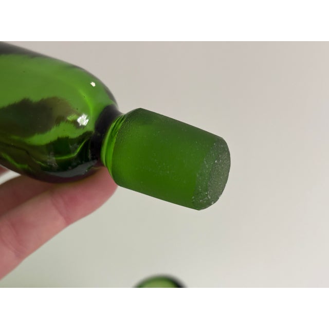 Green Vintage Blenko 657m Crackle Glass Decanter by Joel Philip Myers - Large Green Art Glass For Sale - Image 8 of 10