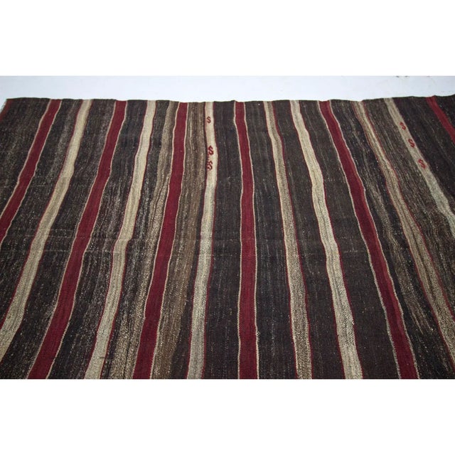 Turkish Vintage Turkish Burgundy & Gray Striped Kilim Rug - 6′2″ × 9′3″ For Sale - Image 3 of 7