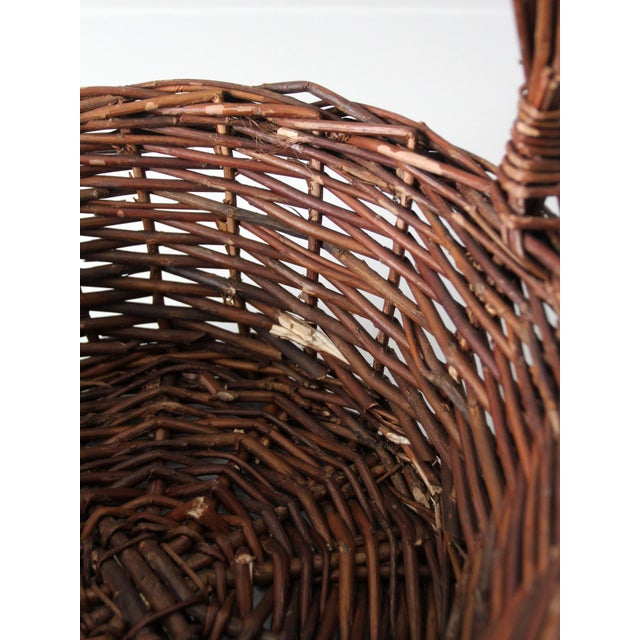 Vintage Wicker Gathering Basket For Sale - Image 12 of 14