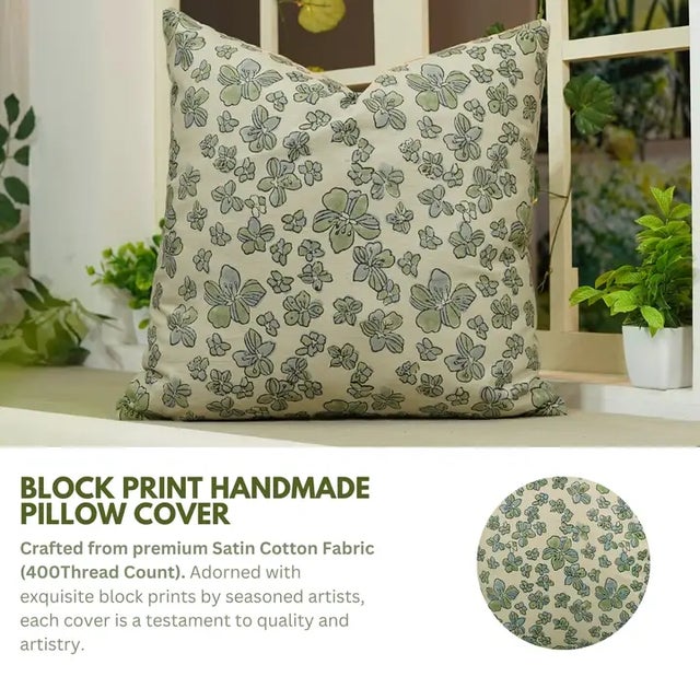 Add a festive spark to your décor with the “Jhilmil” block print handmade cushion cover, crafted from soft, lustrous...