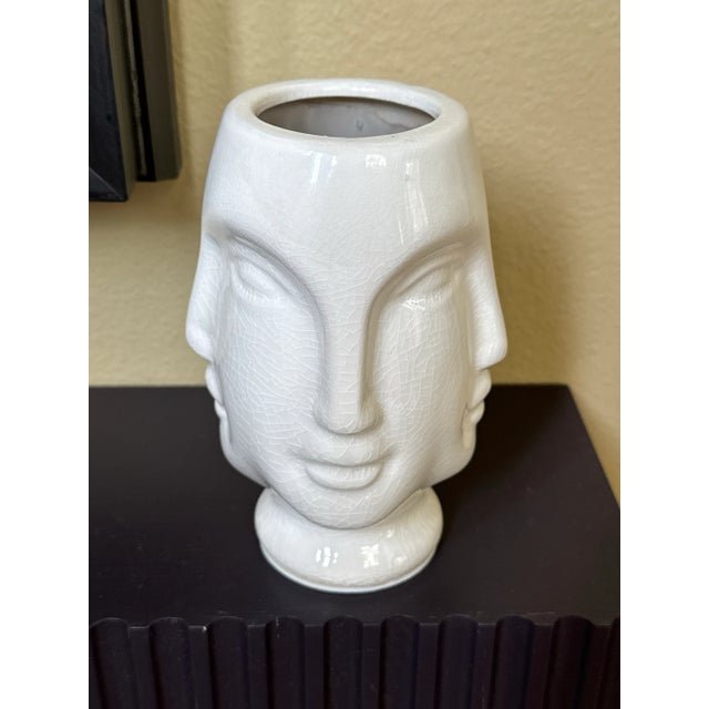 Mid 20th Century Postmodern White Ceramic “Dora Maar” Vase Styled After Jonathan Adler For Sale - Image 5 of 8