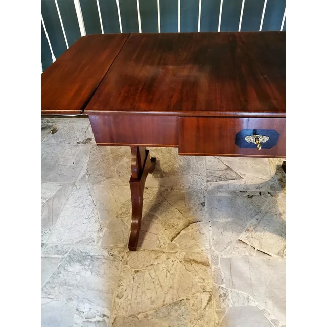 Biedermaier Writing Table in Mahogany Light Birch Wood Inlays, Denmark For Sale - Image 4 of 12