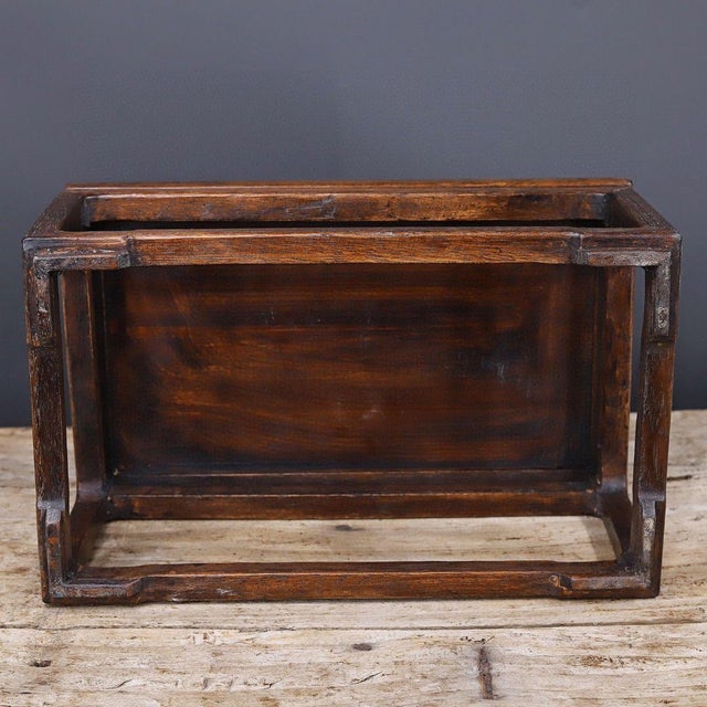 Asian African Rosewood Low Table With Dragon & Phoenix Inlay | Chinoiserie Display Stand For Sale - Image 3 of 9