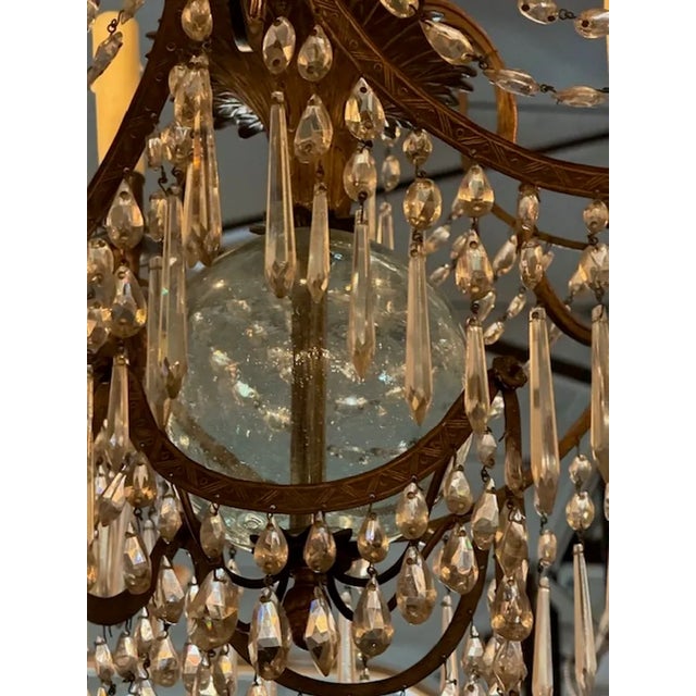 Metal 19th Century Gilt Brass and Crystal Swedish Chandelier For Sale - Image 7 of 11