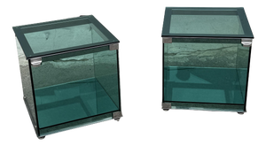 Green Glass Nilo Nightstands by Giuseppe Raimondi for Cristal Art, 1970s, Set of 2
