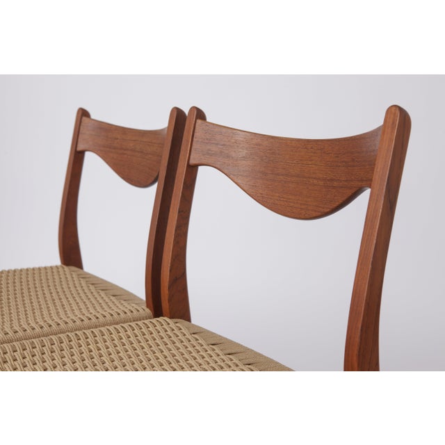 Wood Mid-Century Modern Danish Dining Chairs with Paper Cord Seats by Arne Wahl Iversen, 1960s, Set of 4 For Sale - Image 7 of 12