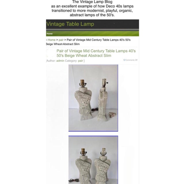 Taupe 40s Pair Phil-Mar Style Art Deco Mid Century Modern Abstract Ceramic Table Lamps For Sale - Image 8 of 12