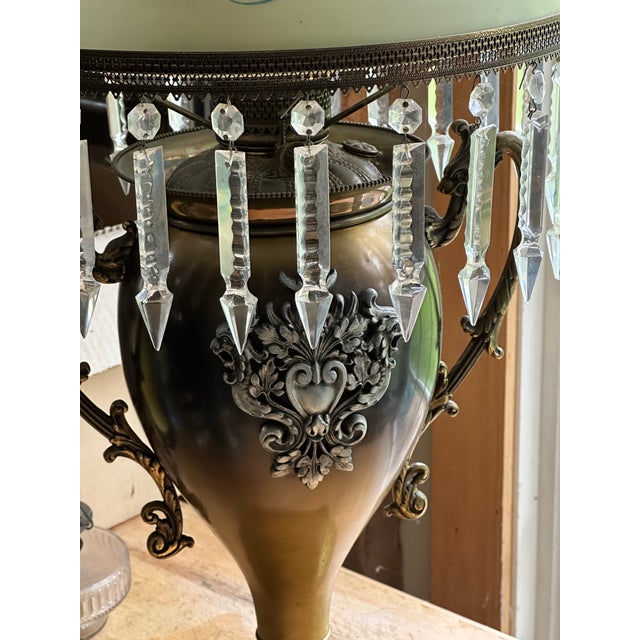 Vintage Large Bradley & Hubbard Kerosene Lamp Electrified For Sale - Image 10 of 12
