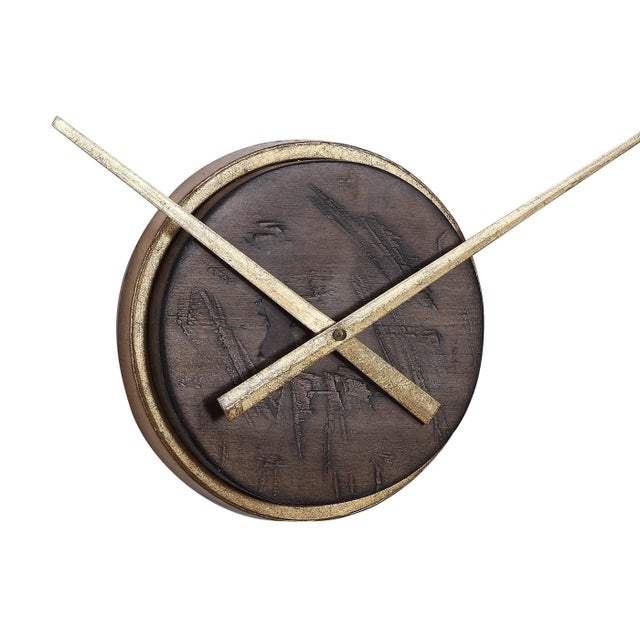 Rustic Dark Wooden Wall Clock For Sale - Image 4 of 5