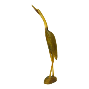 Mid 20th Century Tall Hand Carved Horn Wader Water Bird Figurine