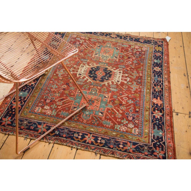 Persian Antique Fine Karaja Square Rug - 3'9" x 4'4" For Sale - Image 3 of 11