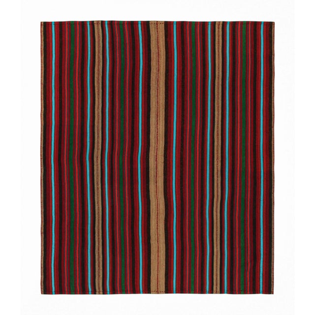 Red 1950s Vintage Persian Kilim in Burgundy With Multicolor Stripes by Rug & Kilim For Sale - Image 8 of 8