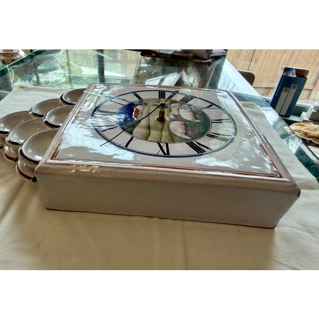 Cream Vintage French Palley Ceramic Clock For Sale - Image 8 of 14