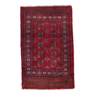 1950s, Handmade Vintage Uzbek Bukhara Rug 3.2' X 4.9' For Sale