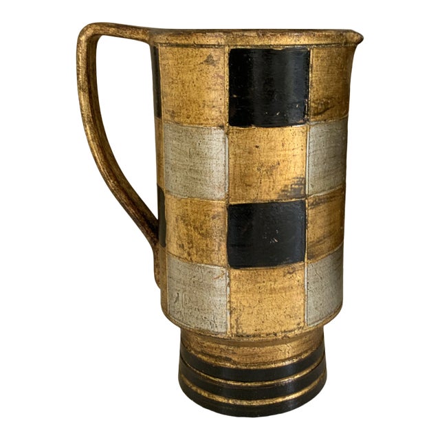 Art Deco Italian Gilt & Black Metal Art Deco Pitcher For Sale