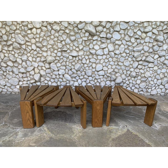 Vintage Brutalist Oak Side Tables by Radboud Dittmann for Dittmann & Co., Netherlands, 1970s, Set of 4 For Sale - Image 12 of 17