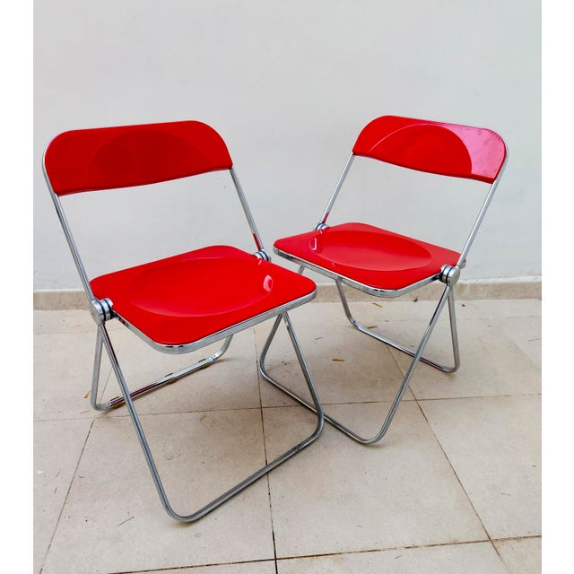 Vintage Space-Age Plia Chairs by Giancarlo Piretti for Anonima Castelli, 1970s, Set of 2 For Sale - Image 11 of 11