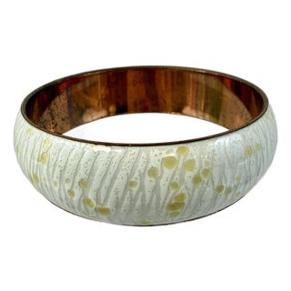 1950s Matisse Renoir Seafoam Copper Enamel Wide Confetti Bracelet Signed MCM For Sale