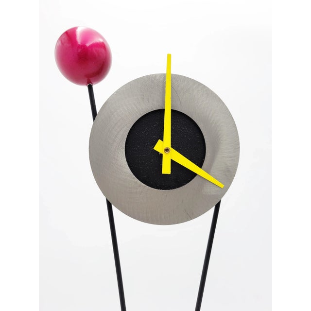 Rick Martin Modern Memphis Pop Art Steel Clock & Candleholder Sculpture Set For Sale - Image 13 of 14