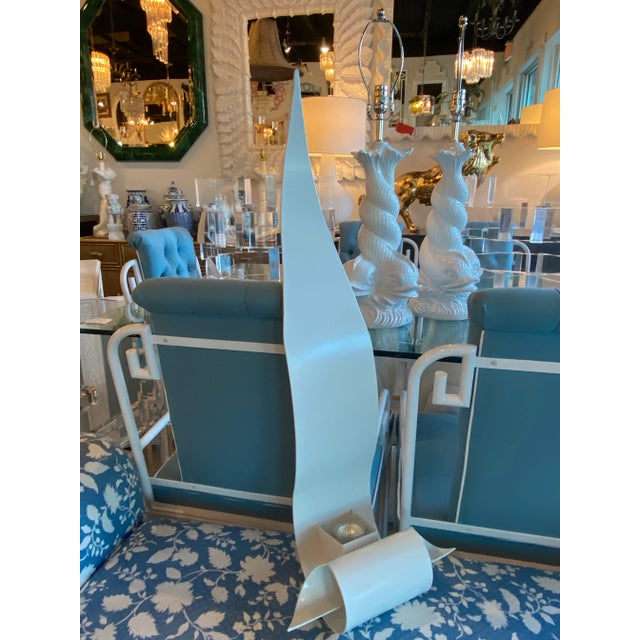 Vintage Leaf Metal Modern Wall Light Sconces -Pair For Sale In West Palm - Image 6 of 11