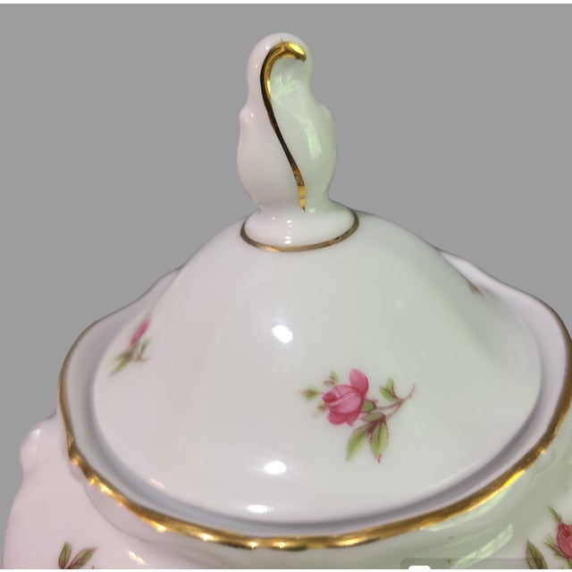 Rose Vintage Bavaria Western Germany Fine Porcelain Painted Romantic Roses Creamer & Sugar Set For Sale - Image 8 of 9