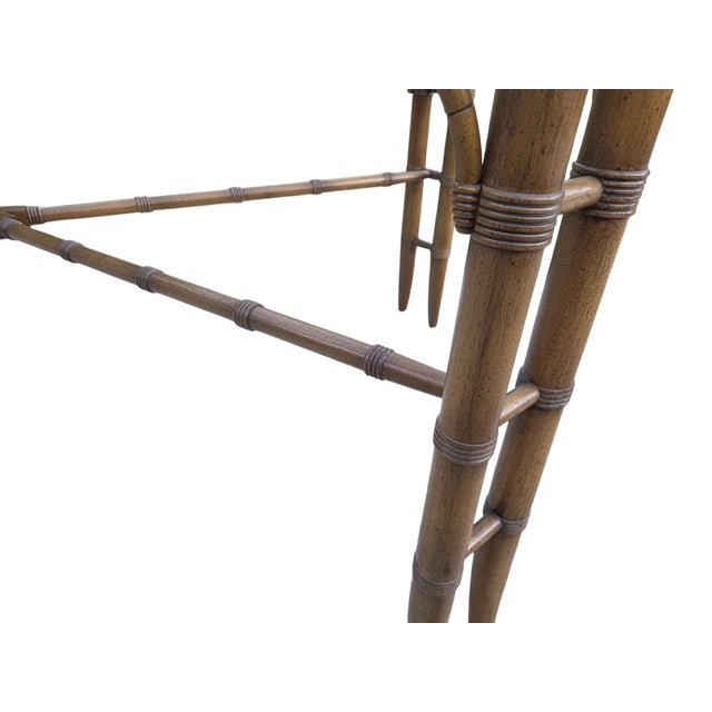 Petite Thomasville Vintage Faux Bamboo Glass Top Dining Table Hollywood Regency For Sale - Image 14 of 18