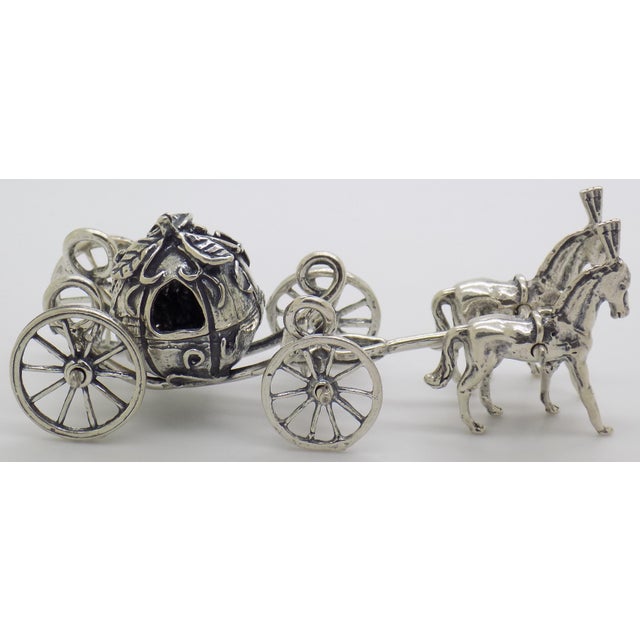 1980s Vintage Italian Handmade Genuine Silver Cinderella Princess Carriage Solid Figurine, Made in Tuscany (Arezzo, Italy) For Sale - Image 5 of 11