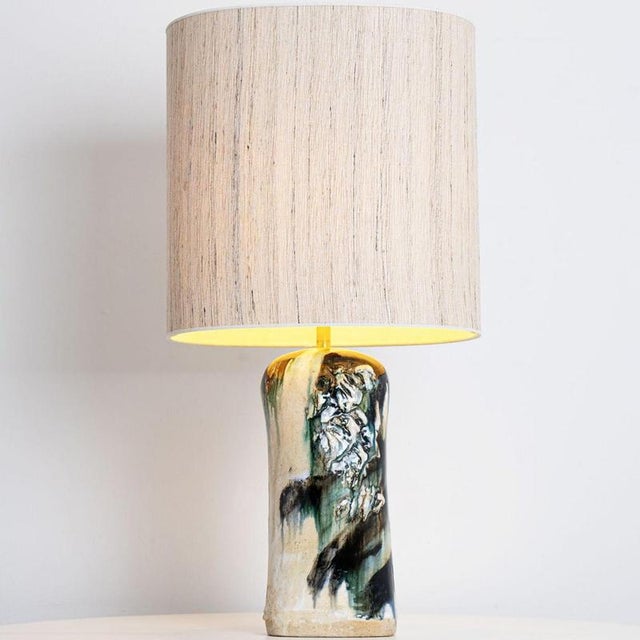 Blue, Green and Beige Table Lamp attributed to Jeppe Hagendorn, Denmark, 1960s For Sale - Image 3 of 12