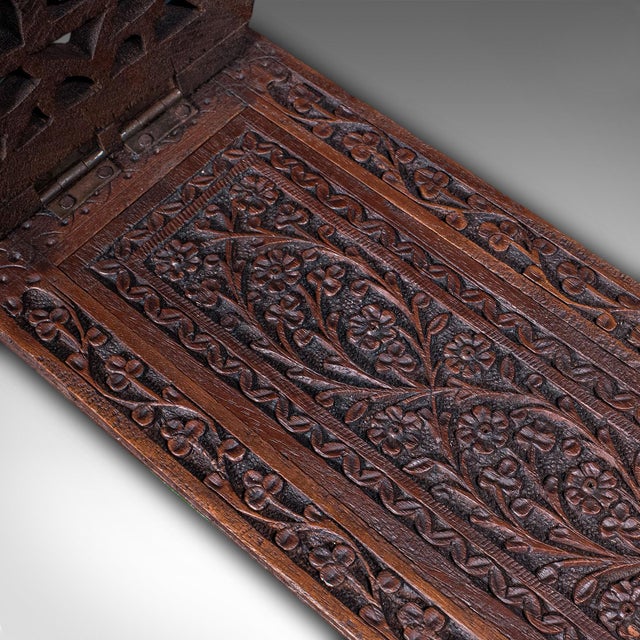 Brown Vintage Elephant Motif Book Slide, Anglo-Indian, Teak, Library Stand, Art Deco For Sale - Image 8 of 10
