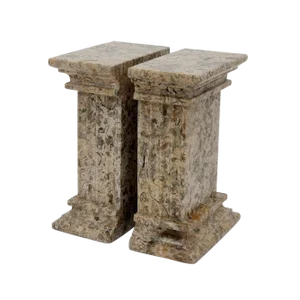 Tan Marble Bookends - a Pair
