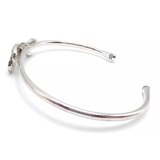 Silver Late 20th Century Tiffany & Co. White Gold Diamond Bow Ribbon Bangle Cuff Bracelet For Sale - Image 8 of 10