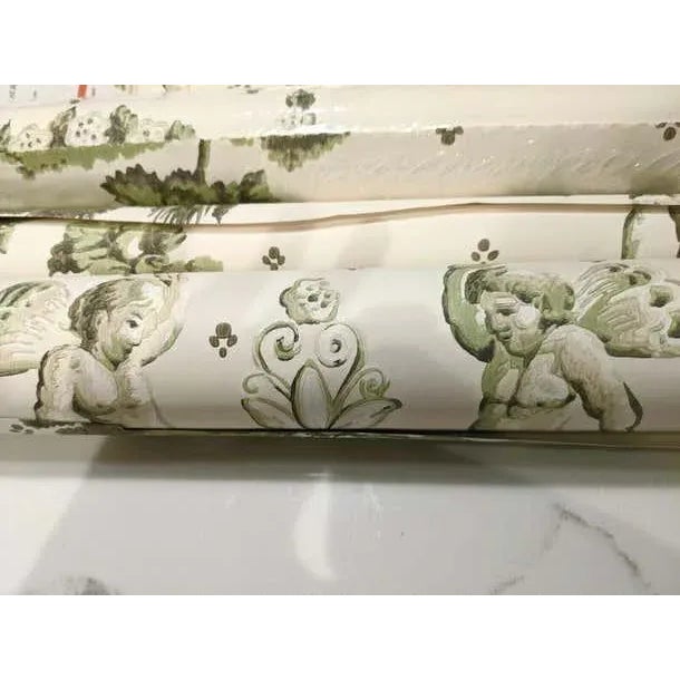 2000 - 2009 Brunschwig & Fils Hand-Printed Cherubin Et Lapins, Wallpaper, Angels and Rabbits For Sale - Image 5 of 6