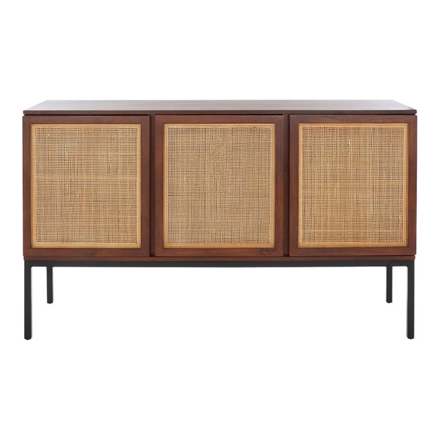 2 Shelf Rattan Sideboard - Walnut/Natural For Sale