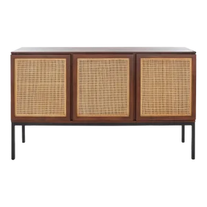 2 Shelf Rattan Sideboard - Walnut/Natural