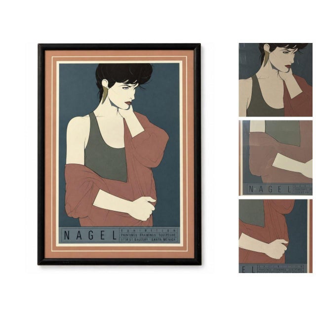 Patrick Nagel Exhibition serigraph from Mirage Editions, featuring artwork from the 11th St. Gallery in Santa Monica. This...