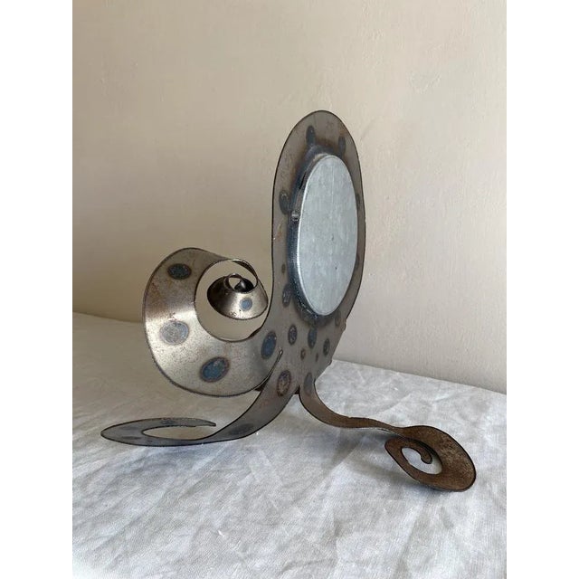 Metal Brutalist Steel and Brass Squid Mirror, 1960s For Sale - Image 7 of 10