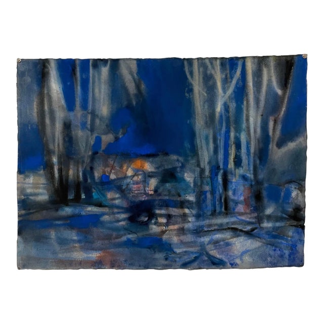 Vintage Pawel Kontny, Large Modernist Abstract Expressionist Gouache Painting For Sale