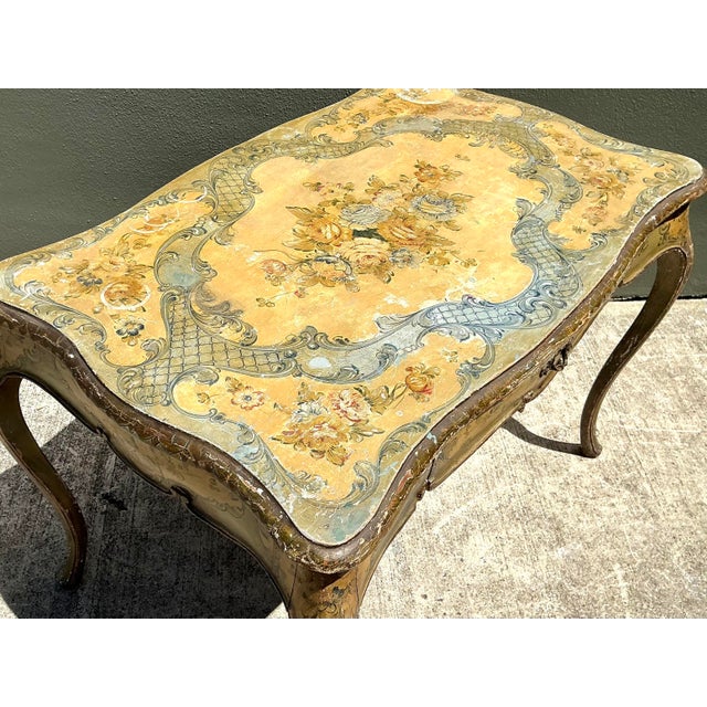 Vintage Italian Hand Painted Writing Desk For Sale - Image 9 of 12