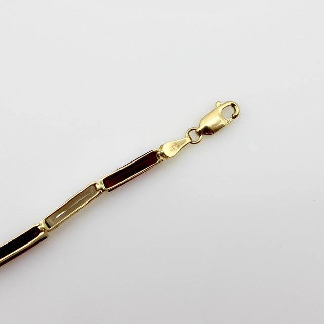 Metal 1960s Vintage 14k Gold Garnet and Smoky Quartz Bracelet For Sale - Image 7 of 9