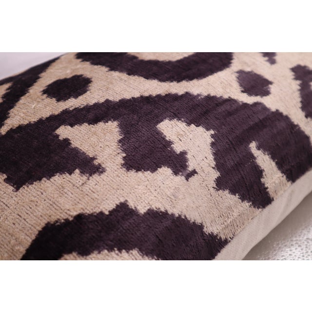 Contemporary Black White Geometric Velvet Throw Pillow & Down Insert For Sale - Image 4 of 8
