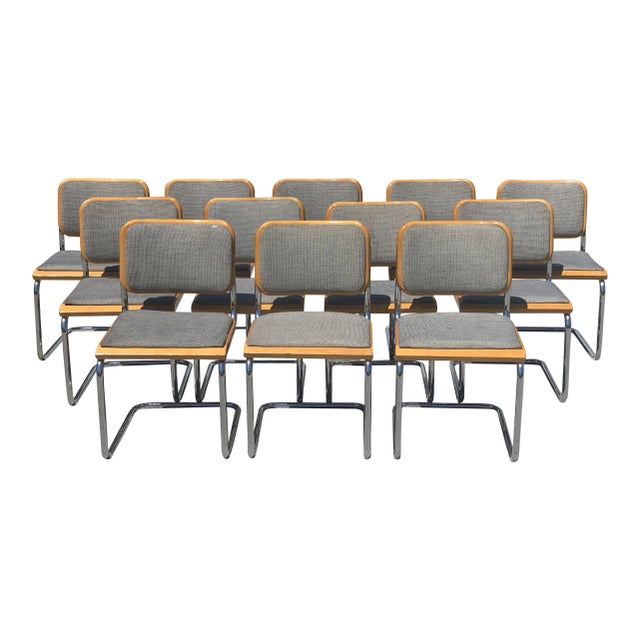 Mid-Century Modern Thonet Marcel Breuer Cesca Chrome Chairs - Set of 12 For Sale - Image 3 of 7