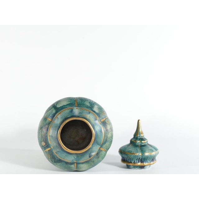 Art Deco Green Lustre Glaze Lidded Vase by Josef Ekberg for Gustavsberg, 1920s For Sale - Image 9 of 17