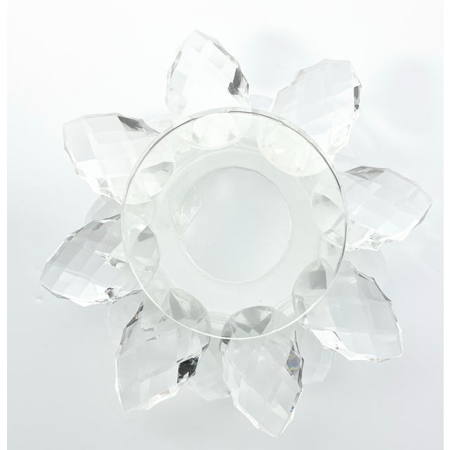 Shannon Crystal Godinger Large Faceted Crystal Lotus Pillar Candle Holder For Sale In Dallas - Image 6 of 6