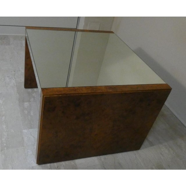 Silver Italian Briar Wood and Mirror Coffee Table, 1970s For Sale - Image 8 of 10