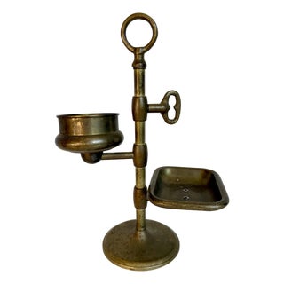 Early 20th Century Solid Brass Gentleman’s Shaving Grooming Stand For Sale