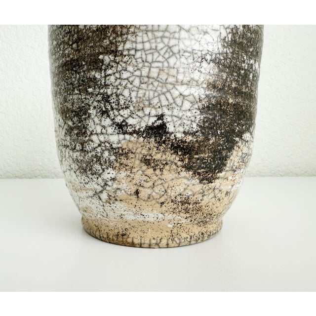 Ceramic 1970s Raku Crackle Glaze Vase With Green Drip Glaze For Sale - Image 7 of 10