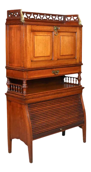 1910s Edwardian Walnut Bureau Cabinet