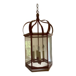 21st Century Chinoiserie Style Red Lantern Light Fixture For Sale